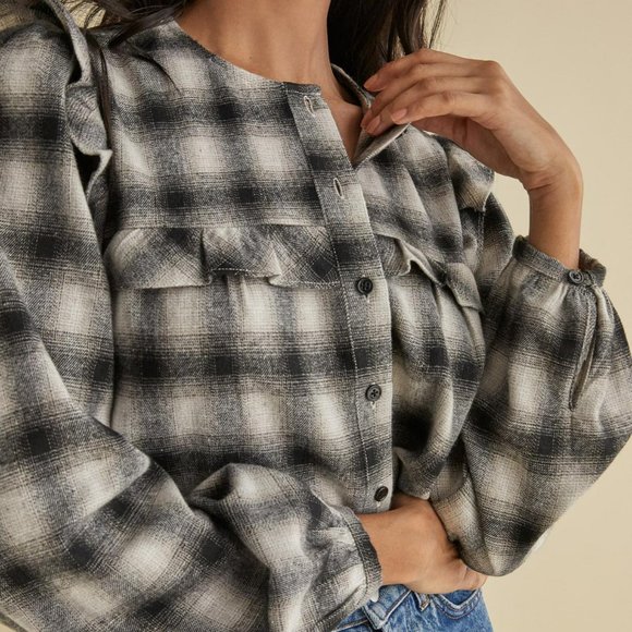 Reformation Aya Top XS | Prairie Plaid Fitted Button Down blouse - Picture 8 of 8